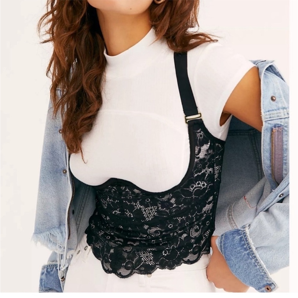 Black Lace Bustier Bralette - Women Intimates